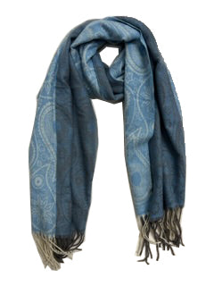 Two Tone Paisley Print Soft Warm Wide Pashmina with Tassels
