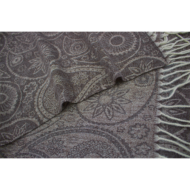Dual Tone Paisley Printed Pashmina with Tassels