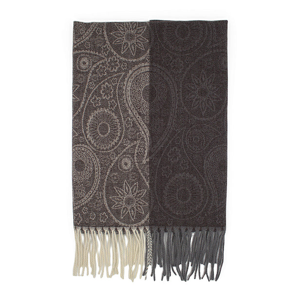 Dual Tone Paisley Printed Pashmina with Tassels
