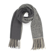 Dual Tone Paisley Printed Pashmina with Tassels