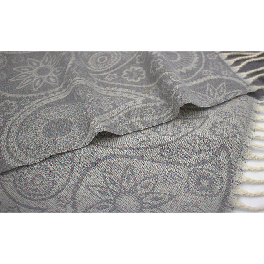 Dual Tone Paisley Printed Pashmina with Tassels