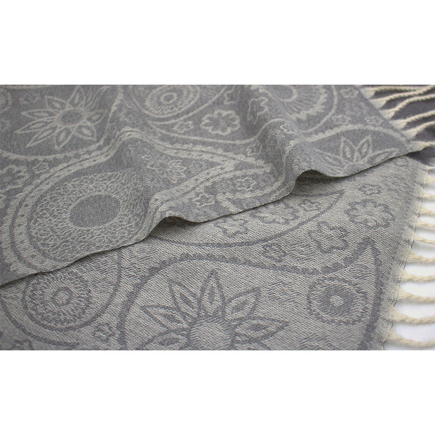 Dual Tone Paisley Printed Pashmina with Tassels