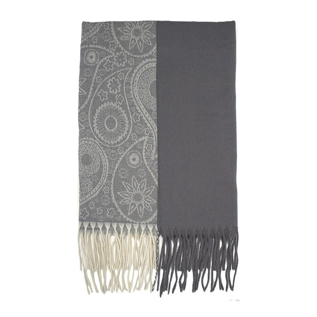 Dual Tone Paisley Printed Pashmina with Tassels