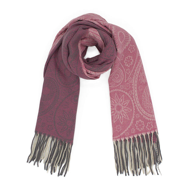 Dual Tone Paisley Printed Pashmina with Tassels