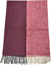 Two Tone Paisley Print Soft Warm Wide Pashmina with Tassels