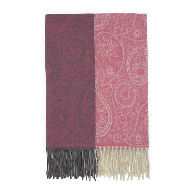 Dual Tone Paisley Printed Pashmina with Tassels