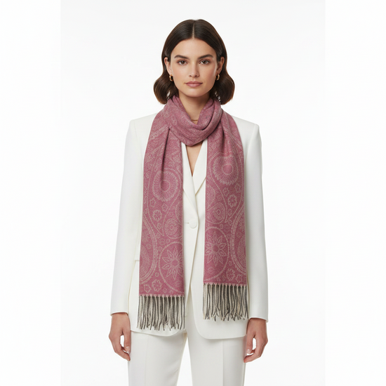 Dual Tone Paisley Printed Pashmina with Tassels