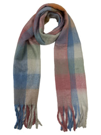 Fluffy Multicoloured Checkered Winter Scarf