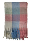 Fluffy Multicoloured Checkered Winter Scarf