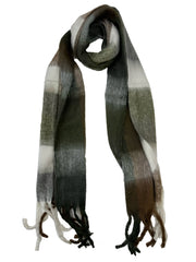 Fluffy Multicoloured Checkered Winter Scarf