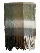 Fluffy Multicoloured Checkered Winter Scarf