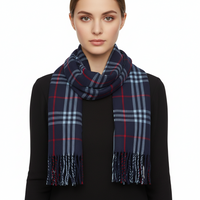 Plaid scarf with fringes on a white background