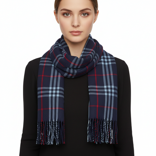 Winter Checkered Scarf, Soft Cashmere Feel Plaid Neck Warmer