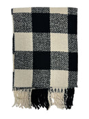 Fluffy Multicoloured Checkered Winter Scarf with Tassels