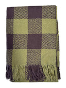 Fluffy Multicoloured Checkered Winter Scarf with Tassels