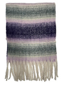 Fluffy Multicoloured Striped Winter Scarf with Tassels