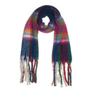 Fluffy Multicoloured Tartan Winter Checkered Scarf with Tassels