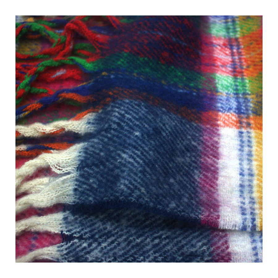 Fluffy Multicoloured Tartan Winter Checkered Scarf with Tassels