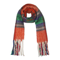 Fluffy Multicoloured Tartan Winter Checkered Scarf with Tassels