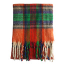 Fluffy Multicoloured Tartan Winter Checkered Scarf with Tassels