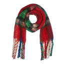 Fluffy Multicoloured Tartan Winter Checkered Scarf with Tassels