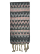 Fluffy Zig Zag Print Winter Scarf with Rope Tassels