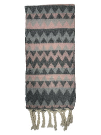 Fluffy Zig Zag Print Winter Scarf with Rope Tassels