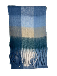 Fluffy Multicoloured Checkered Winter Scarf