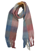 Fluffy Multicoloured Checkered Winter Scarf