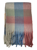 Fluffy Multicoloured Checkered Winter Scarf