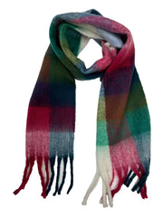 Fluffy Multicoloured Checkered Winter Scarf