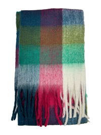Fluffy Multicoloured Checkered Winter Scarf