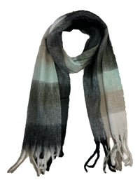 Fluffy Multicoloured Checkered Winter Scarf