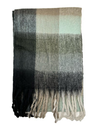 Fluffy Multicoloured Checkered Winter Scarf