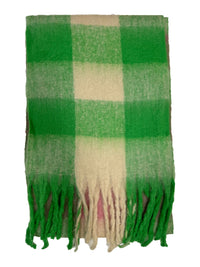 Fluffy Multicoloured Checkered Winter Scarf