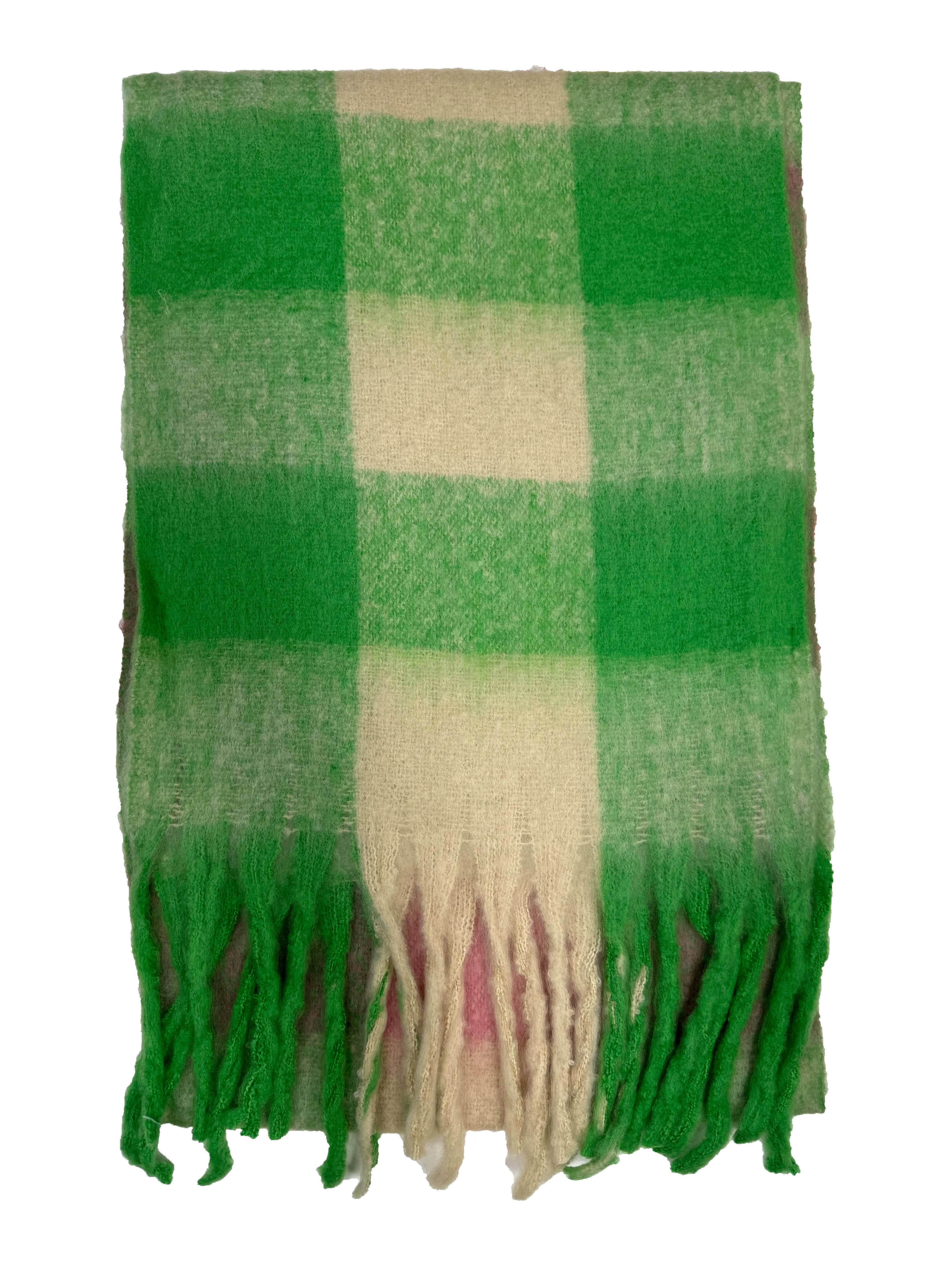 Fluffy Multicoloured Checkered Winter Scarf