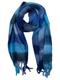 Fluffy Multicoloured Checkered Winter Scarf
