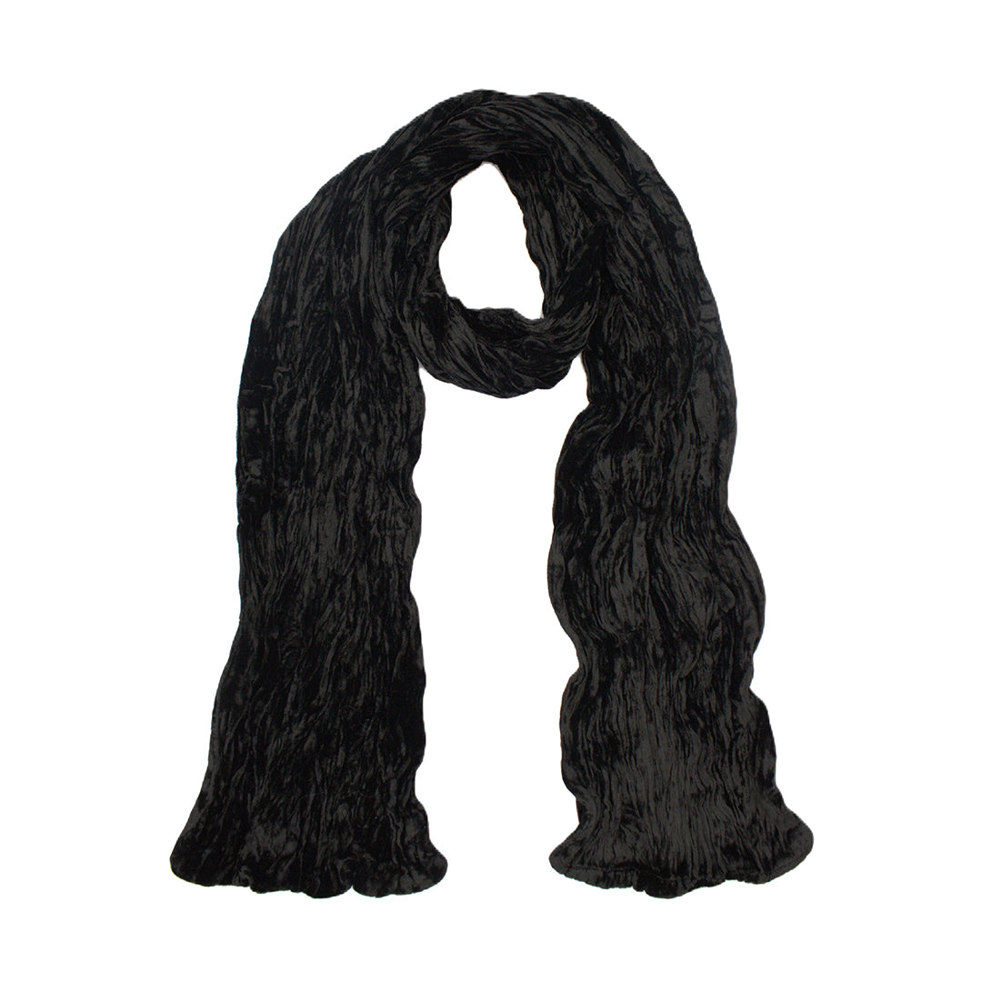 Velvet Long Narrow Crinkled Scarf