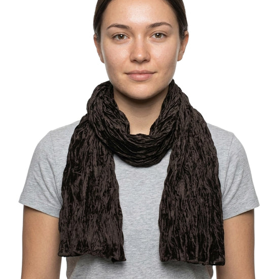 Velvet Long Narrow Crinkled Scarf