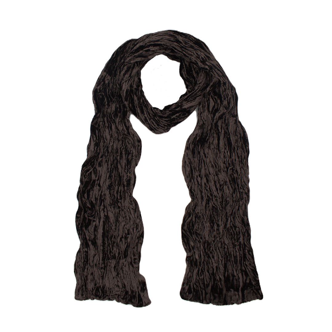 Velvet Long Narrow Crinkled Scarf