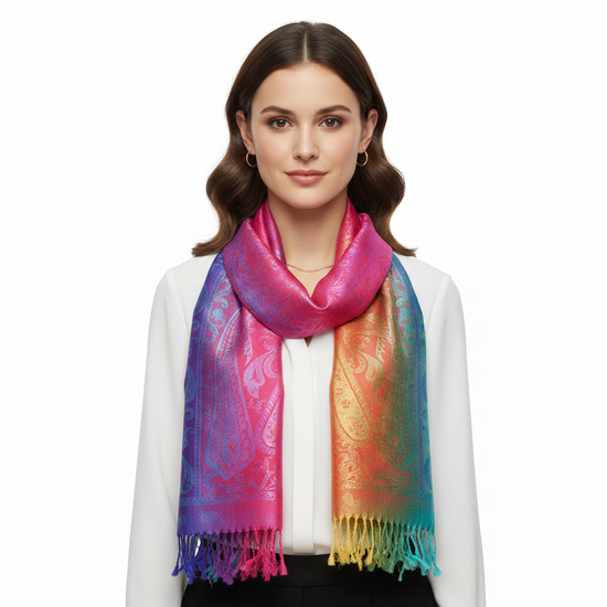 Hue Paisley Printed Pashmina with Tassels