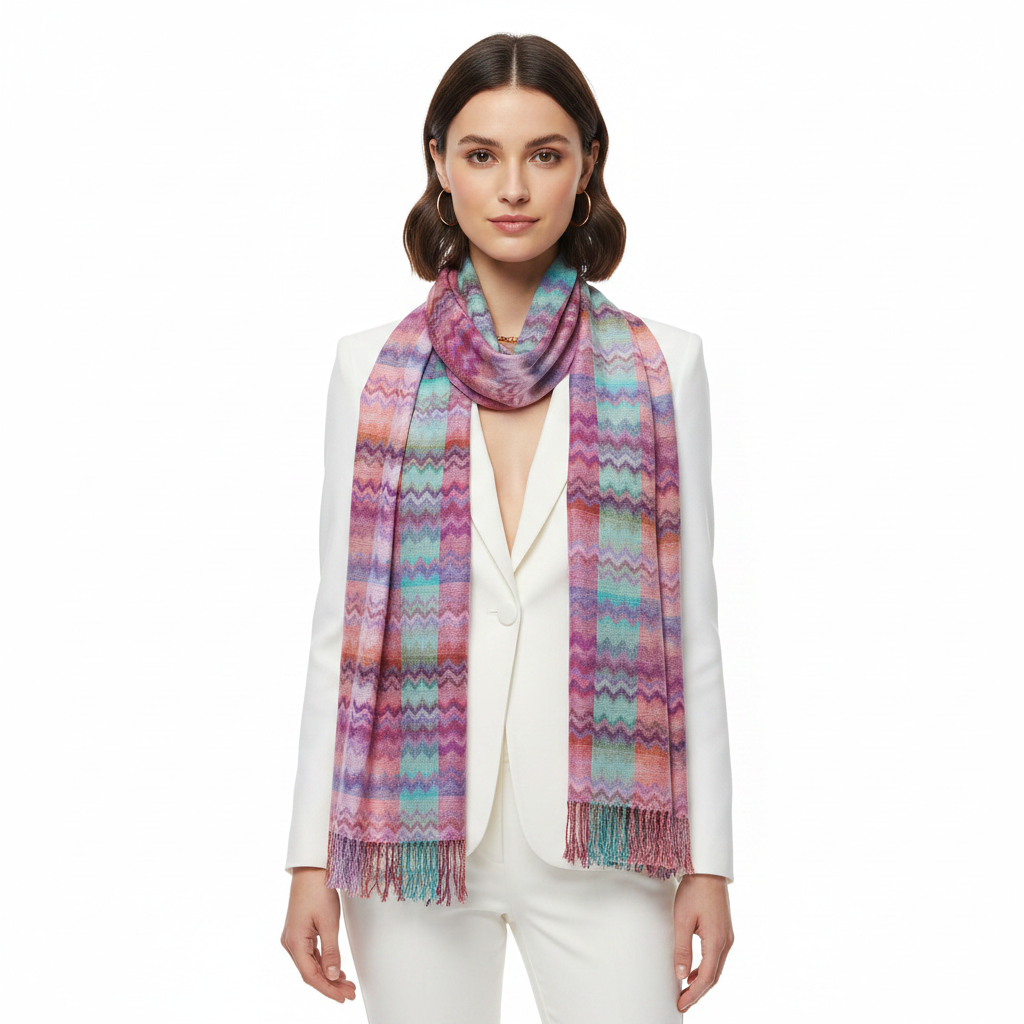 Chevron Coloured Printed Pashmina