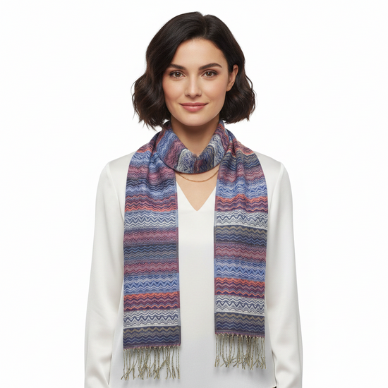 Zig Zag Printed Pashmina with Tassels