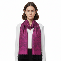 Fuchsia Pink & Black Paisley Print Pashmina