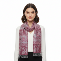 Inverted Paisley Printed Pashmina with Tassels