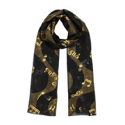 Jesus Choir Musical Note Gold Foil Print Scarf