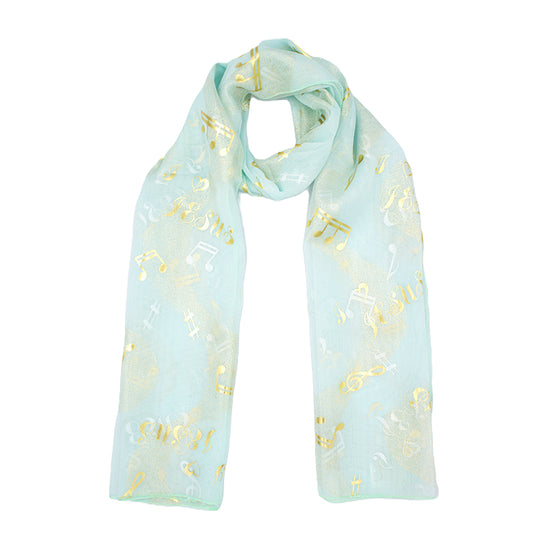 Jesus Choir Musical Note Gold Foil Print Scarf