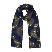 Jesus Choir Musical Note Gold Foil Print Scarf