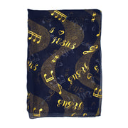 Jesus Choir Musical Note Gold Foil Print Scarf