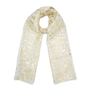 Musical Note Gold Foil Print Scarf